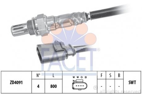 Датчик кисню (лямбда-зонд) VW Golf/Passat/Tiguan 1.2-2.0 TSI/TDI 12-> FACET 10.8199