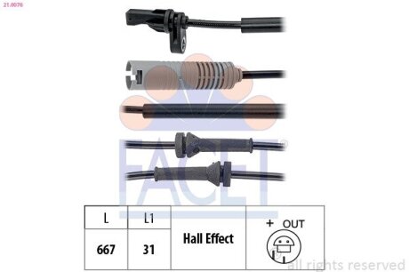 Датчик ABS BMW 1(E81), 3(E90) 05- передня Л/Пр FACET 21.0076