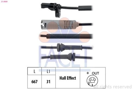 Датчик ABS BMW 1(E81,E88), 3(E90) 05- передн Л/Пр FACET 21.0089