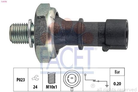 Датчик давления масла (0,2 bar/1 конт./черный) Astra J/H/Zafira B/Cruze 03- 1.7CDTi FACET 7.0170