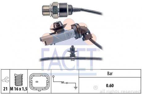 Датчик давления масла (0,5bar/1 конт./сірий) Berlingo/Partner/C4/308 09- 1.6HDi FACET 7.0199