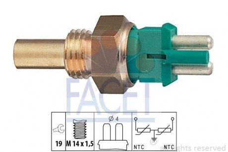 Датчик температуры OM602 (2-фишки) зеленый/LT II 2.8TDI FACET 7.3140