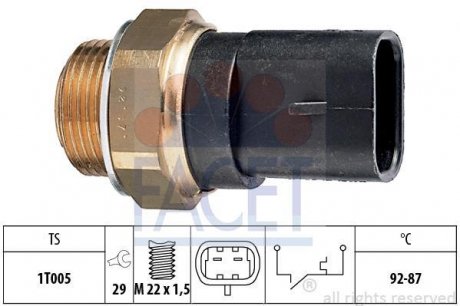 Датчик включения вентилятора Fiat Panda/Tempra/Tipo/Uno 0.8-2.8 79- FACET 7.5031