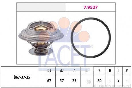 Термостат OM 615-617/BMW 3(E30)/5(E12/E28) 68-/VW 2.3-3.2 V6/VR6 90- (79 C) FACET 7.8623