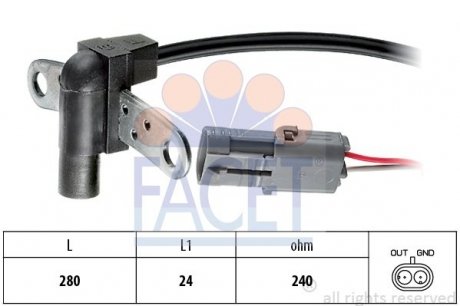 Датчик оборотов коленвала 19,LAGUNA, MEGANE 1.2-2.0 88- FACET 9.0023