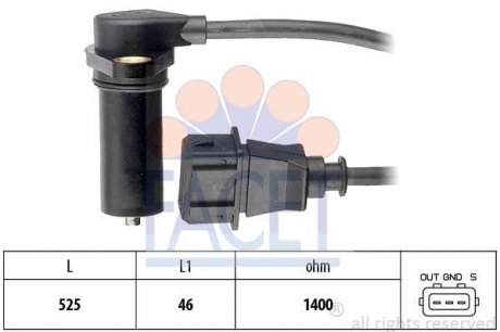 Датчик оборотов коленвала а Audi A3 / Skoda Octavia / VW Bora/Golf/Polo 1.9 TDI 96-> FACET 9.0219