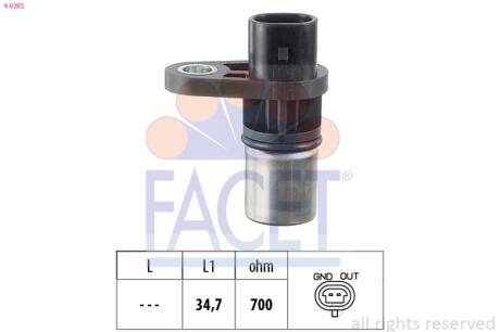 Датчик оборотов коленвала Opel Astra/Vectra 2.2 i (00-) FACET 9.0292