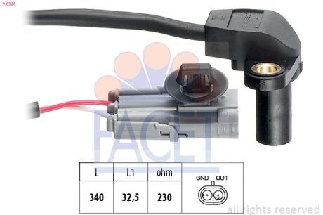 Датчик оборотов коленвала Renault Laguna II (03-), Megane II (03-) 2.0 16V (9.03 FACET 90328