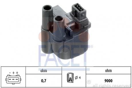 Катушка зажигания Renault Clio ii 1.4 (b/cb0c) (98-05) FACET 9.6276