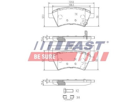 Колодки гальмівні дискові передні комплект FIAT Sedici 06-14; SUZUKI SX-4 06-14 FAST FT29139