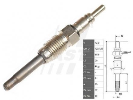 Свічка розжарювання для підігріву антифрізу (13.5V 81mm) Renault Trafic// Opel Vivaro F9Q FAST FT82725