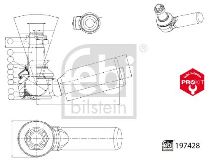 Кутовий шарнір, поздовжня кермова тяга FEBI BILSTEIN 197428