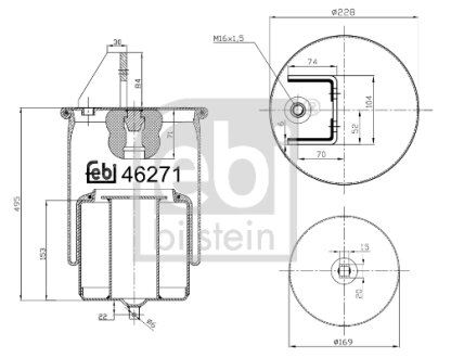 Балон пневматичної ресори, пневматична підвіска FEBI BILSTEIN 46271