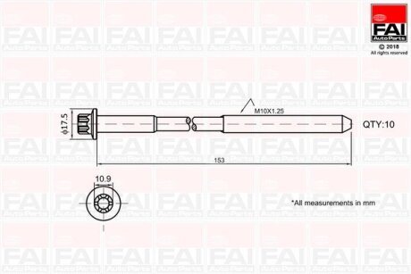 К-кт болтів ГБЦ Opel X14XE/X16XEL/X18XE Z Fischer Automotive One (FA1) B701