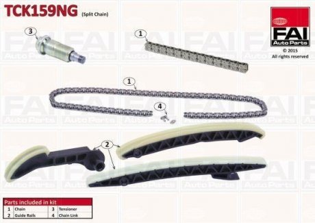 Повний к-кт ланцюга ГРМ (з ланцюгом масляного насоса) DB A(W169)/B(W245) Cdi Fischer Automotive One (FA1) TCK159NG (фото 1)