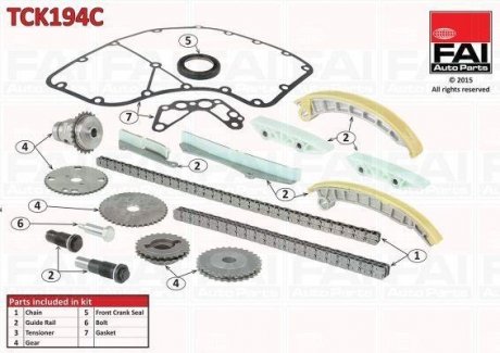 К-кт ланцюга ГРМ (повний-верхній+нижній TCK194NG+TCK195NG)) ГРМ CITROEN JUMPER 3.0HDi 06- FIAT DUCATO 3.0HDi 10- IVECO DAILY III 04-06 Fischer Automotive One (FA1) TCK194C