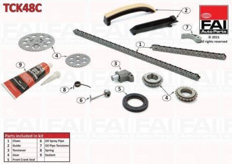 К-кт ланцюга ГРМ (+к-кт на масляний насос) Smart 0.6 City-Coupe 98-04/Cabrio 00-04/ Crossblade 06.02- Fischer Automotive One (FA1) TCK48C (фото 1)