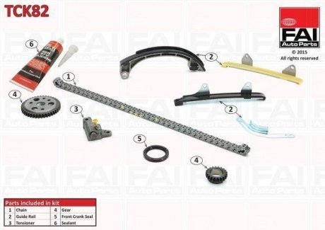 К-кт цепи ГРМ (Цепь+звездочки+натяжник+лыжи) Toyota Yaris 1.3 05- Fischer Automotive One (FA1) TCK82 (фото 1)