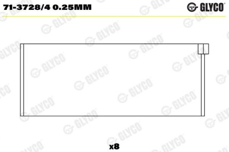 Комплект вкладышей двигателя Glyco 71-3728/4 0.25MM (фото 1)