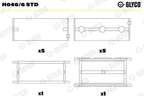 Вкладыши коренные (к-кт) Glyco H046/6 STD (фото 1)