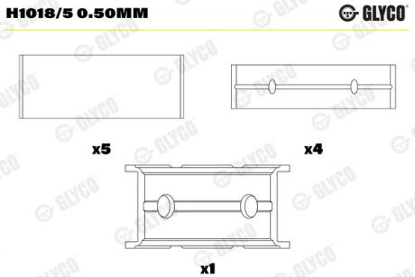 Вкладиші корінні (к-кт) Glyco H1018/5 0.50MM