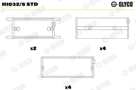 Вкладыши коренные (к-кт) Glyco H1032/5 STD (фото 1)