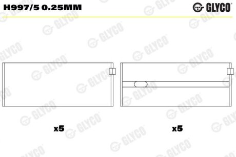 Комплект вкладышей двигателя Glyco H997/5 0.25MM