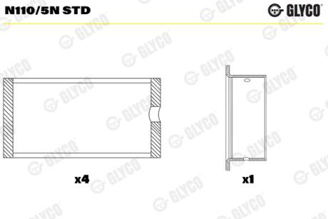 Вкладыши распределительного вала. MAN/MB D2538/D2848/OM402/OM422/OM442 Glyco N110/5N STD