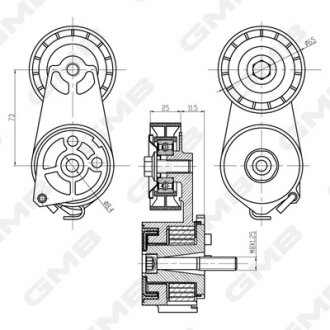 Ролік натяжний ременя генератора Fiat 500/Bravo/Doblo/Punto/Stilo/Grande Punto (1.1–1.4 gasoline) GMB GAT20640