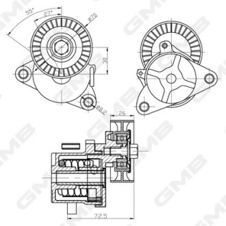 Натяжний ролик поліклинового ременя GMB GAT31480