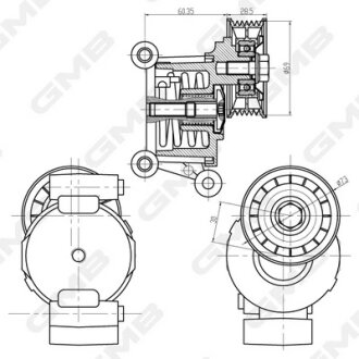 Натяжний ролик поліклинового ременя GMB GAT32770