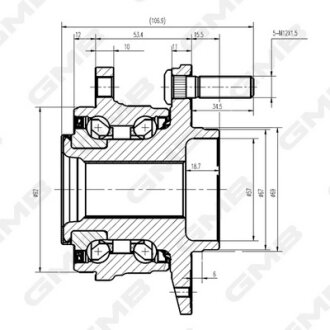Ступиця колеса переднього Hyundai i30/i40/ix35/ix55/Santa Fe II/III/Sonata YF/Tucson/Kia Optima/Sorento II/Sportage GMB GH34870