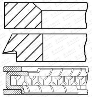 Комплект поршневых колец из 3 шт.. GOETZE 08-424200-10 (фото 1)