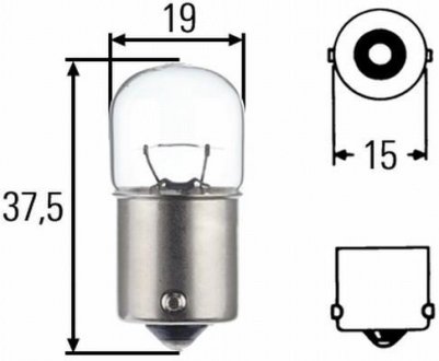 Лампа накаливания, R10W 24V 11W BA 15s HELLA 8GA002071251