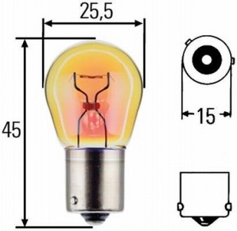 Лампа накаливания, PY21W 24V 21W BAU 15s Amber HELLA 8GA006841241 (фото 1)