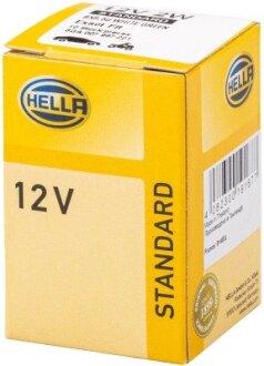 Лампа розжарювання, 12V 2W BX8,5d світло-зелений HELLA 8GA007997221