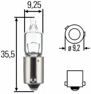 Лампа 12V H6W 6W BAX9s HELLA 8GH007643121