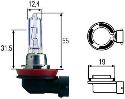 Лампа розжарювання, H9 12V 65W PGJ 19-5 White Light 4200 KELVIN HELLA 8GH 008 357-181