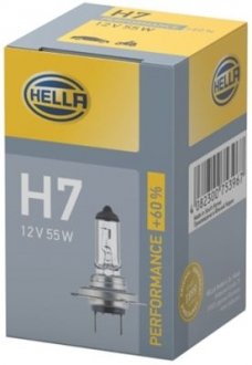 Лампа 12V H7 55W PX26d PERFORMANCE +60% HELLA 8GH223498231