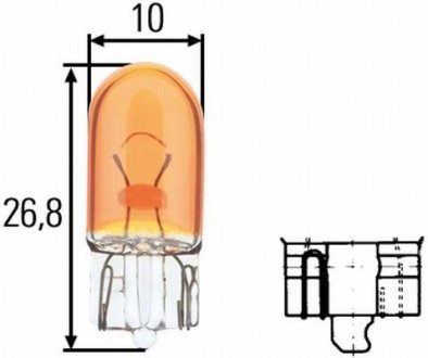 Лампа розжарювання, WY5W 12V 5W W 2,1 x 9,5d Amber HELLA 8GP 003 594-541