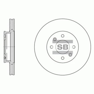 Диск тормозной (кратно 2) передний (вентилируемый) Hyundai Accent IV (D=256.0mm) Hi-Q (SANGSIN) SD1156