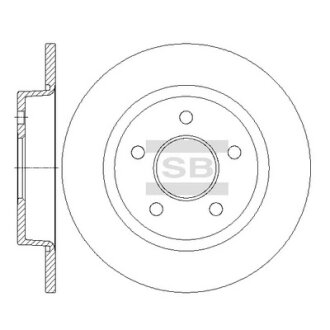 Диск тормозной (кратно 2) задний Ford Focus C-MAX (03-) (D=264.8mm) Hi-Q (SANGSIN) SD5307