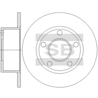 Диск тормозной (кратно 2) задний Audi A6 (-05) (D=244.4mm) Hi-Q (SANGSIN) SD5442