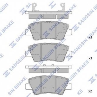 Колодка тормозов. диск. KIA SOUL 1.6I, 2.0I, 1.6D, SONATA 08 - задн. (выр-во SANGSIN) Hi-Q (SANGSIN) SP1239