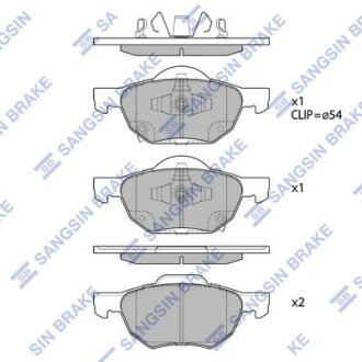 Комплект тормозных колодок из 4 шт. дисков Hi-Q (SANGSIN) SP1573 (фото 1)