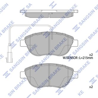 Колодки тормозные передние Fiat Liana (07-), Punto (05-), Fiat 500 (08-) Hi-Q (SANGSIN) SP1746