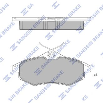 Колодки гальмівні передні (p/spring 4шт) Citroen C2 (JM) (03-), C3 I (FC) (02-) HI-Q Hi-Q (SANGSIN) SP1747