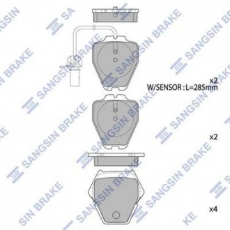 Комплект гальмівних колодок з 4 шт. дисків Hi-Q (SANGSIN) SP1790