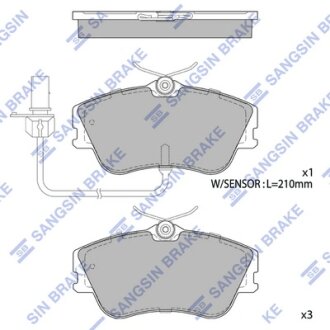 Колодки гальмівні передні VW Transporter IV (70XB,70XC,7DB,7DW) (-03) HI-Q Hi-Q (SANGSIN) SP1985