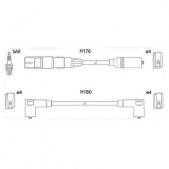 VW К-кт высоковольтных проводов (650мм, 550мм, 400мм, 300мм) Golf III,IV 1.6 94- HITACHI 134766